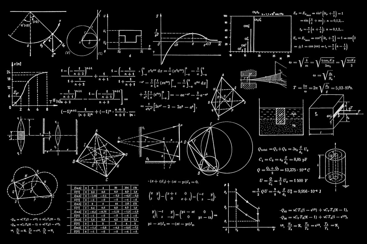 Glowing sphere surrounded by science and mathematics equations